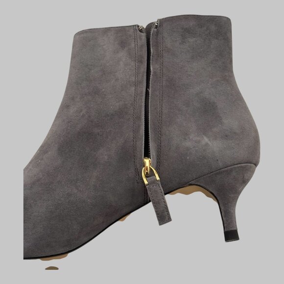 NWOB TALBOTS Gray Suede Ankle Boots Woman's sz 11 Kitten Heel Leather - Picture 9 of 14
